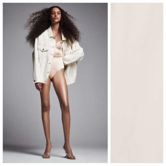 NWT. Zara Ecru Denim Oversized Collared Jacket. Size M-L. - Picture 2 of 11